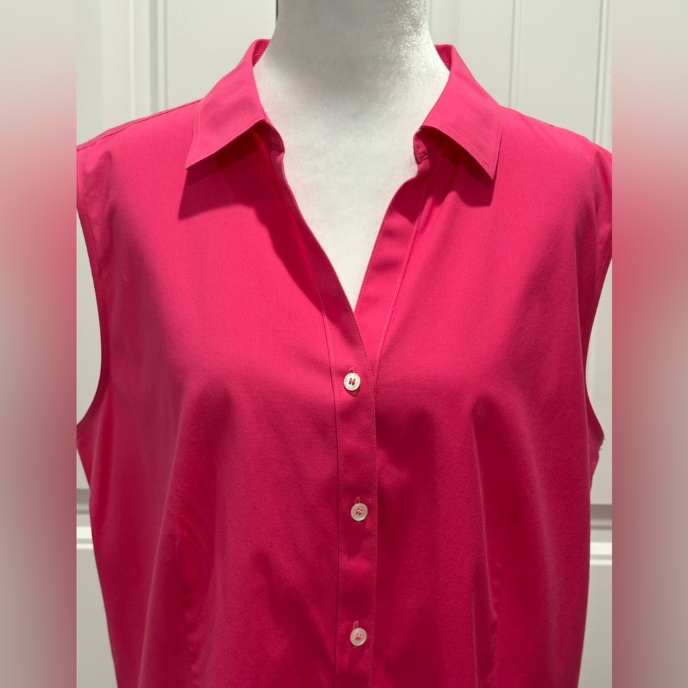 Talbots Sleeveless Button-Front Blouse in Fuchsia - Picture 5 of 8
